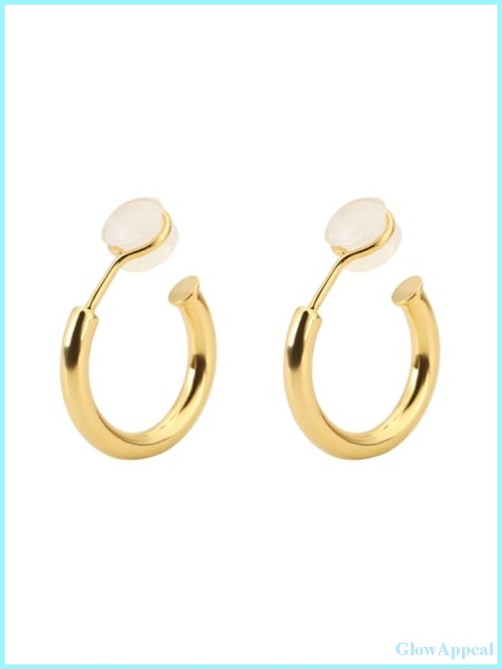 Chunky Clip On Hoop Earrings for Women - 14K Gold Plated, 20mm